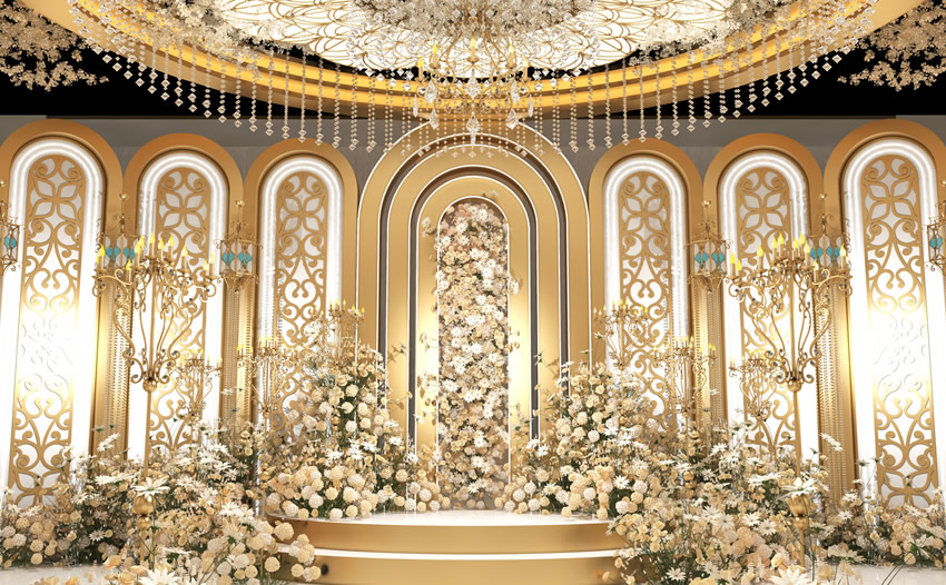 东丽香槟色调婚礼堂效果展示